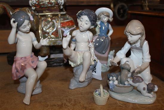 4 Lladro figures of children